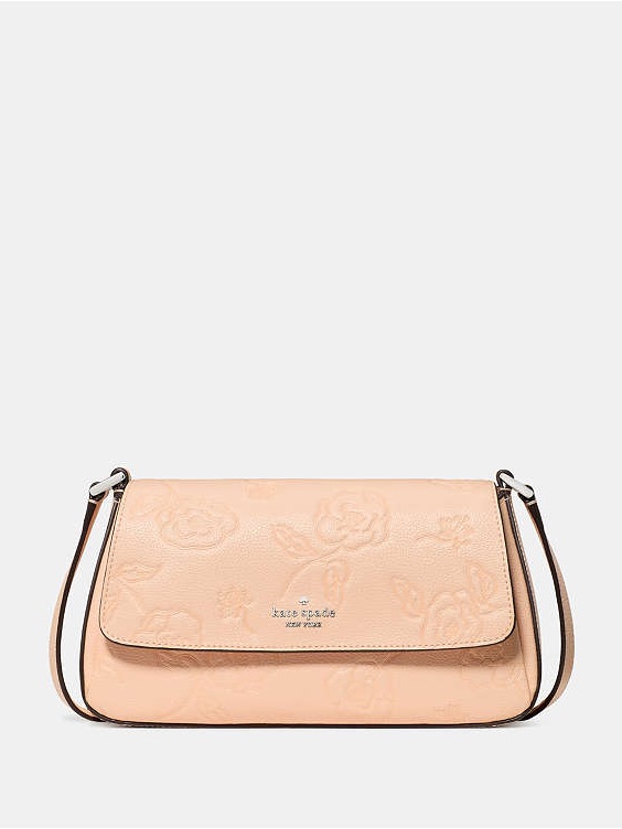 Kate Spade Sutton Peach Embossed Floral Leather Mini Crossbody Bag - Nwt
